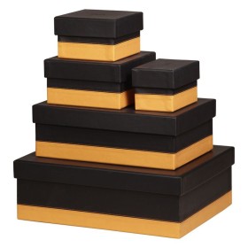 Rhodiarama set 5 boîtes gigognes simili cuir italienBLACK 44x34x16cm