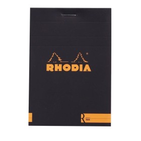 Bloc agrafé Rhodia le R BLACK N°12 8,5x12cm 70f uni 90g