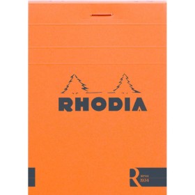 Bloc agrafé Rhodia le R ORANGE N°12 8,5x12cm 70f uni 90g
