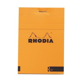 Bloc agrafé Rhodia le R ORANGE N°12 8,5x12cm 70f ligné 90g