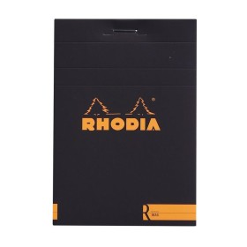 Bloc agrafé Rhodia le R BLACK N°12 8,5x12cm 70f ligné 90g