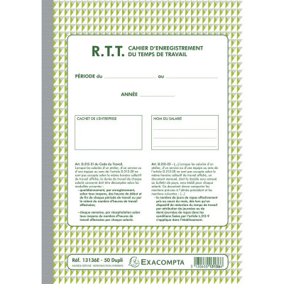 RTT ENREG.DU TEMPS DE TRAVAIL 50D A.
