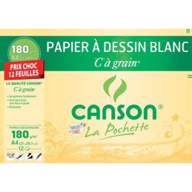 CANSON Pochette Dessin Blanc ''C'' à Grain 12 feuilles PRIX CHOC A4 180g/m²