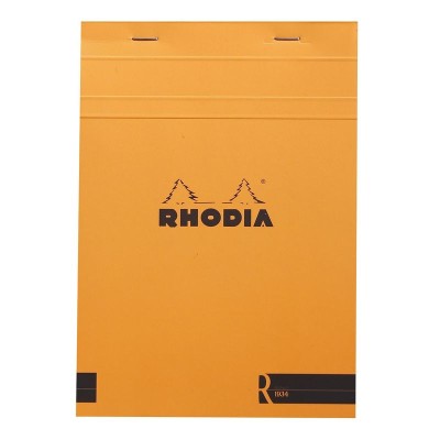 Bloc agrafé Rhodia le R ORANGE N°16 14,8x21cm 70f ligné 90g