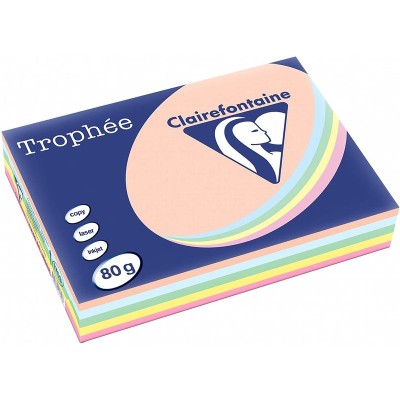 R/500F Clairefontaine Trophee 80G A4 Ass pastel 1703