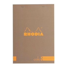 Bloc agrafé Rhodia coloR TAUPE N°16 14,8x21cm 70f ligné 90g
