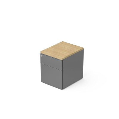 CAISSON MOB METAL 2T L.42,3 P.53,5 H.52,4 CM DONT 1 DS TOP MELAMINE SB RI