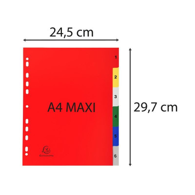 Intercalaires 1-6 A4+ PP onglets imprim.