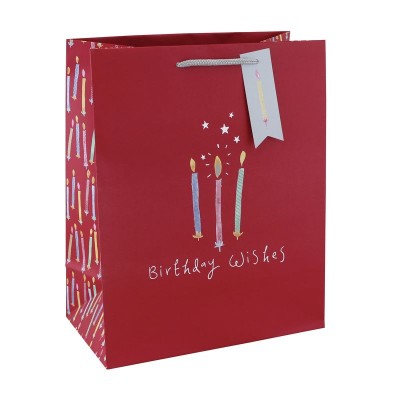 Bougies vœux d'anniversaire, sac large 26,5x14x33 cm