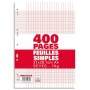 Sachet de 400 pages copies simples grand format A4 grands carreaux Seyès 70g