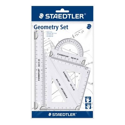 Staedtler Set de géométrie,règle 20 cm, rapporteur, équerres 60° & 45°
