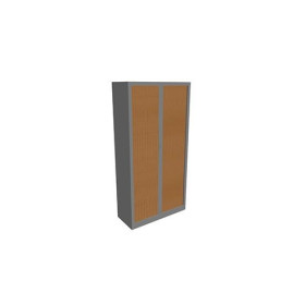 Armoire à rideaux H. 198 x L. 100 x P. 43 cm - corps blanc - rideaux blanc