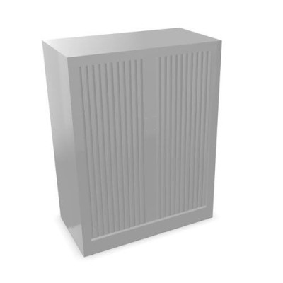 Armoire à rideaux H. 105 x L. 80 x P. 43 cm - corps gris aluminium - rideaux gri