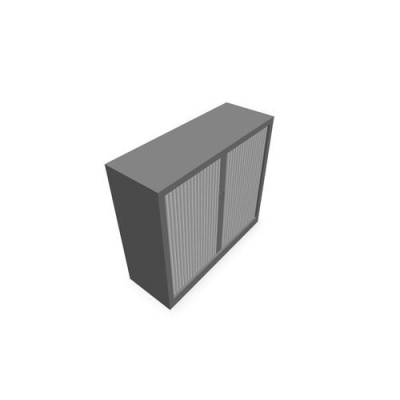 Armoire à rideaux H. 105 x L. 120 x P. 43 cm - corps gris aluminium - rideaux bl