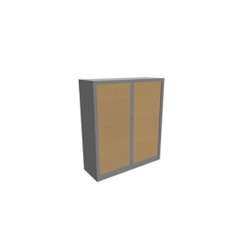 Armoire à rideaux H. 135 x L. 120 x P. 43 cm - corps gris aluminium - rideaux gr