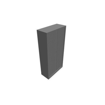 Armoire à rideaux H. 198 x L. 100 x P. 43 cm - corps gris aluminium - rideaux gr