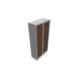 Armoire à rideaux H. 198 x L. 100 x P. 43 cm - corps blanc - rideaux noyer ambré