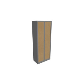 Armoire à rideaux H. 198 x L. 80 x P. 43 cm - corps gris aluminium - rideaux noy