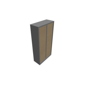 Armoire à rideaux H. 198 x L. 100 x P. 43 cm - corps gris aluminium - rideaux ch