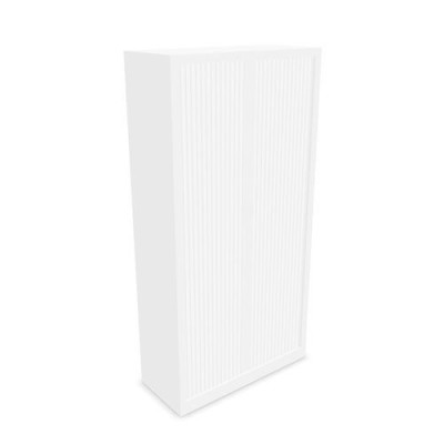 Armoire à rideaux H. 198 x L. 100 x P. 43 cm - corps blanc - rideaux blanc