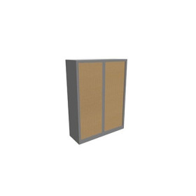 Armoire à rideaux H. 160 x L. 120 x P. 43 cm - corps gris aluminium - rideaux bl
