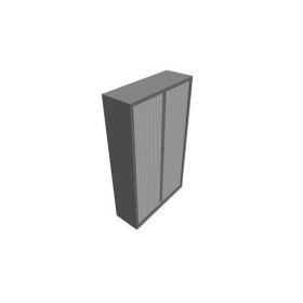 Armoire à rideaux H. 198 x L. 120 x P. 43 cm - corps gris aluminium - rideaux bl