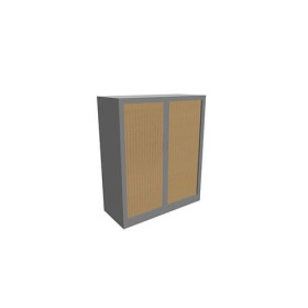 Armoire à rideaux H. 118,3 x L. 100 x P. 43 cm - corps gris aluminium - rideaux