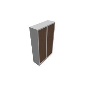 Armoire à rideaux H. 198 x L. 120 x P. 43 cm - corps blanc - rideaux noyer ambré