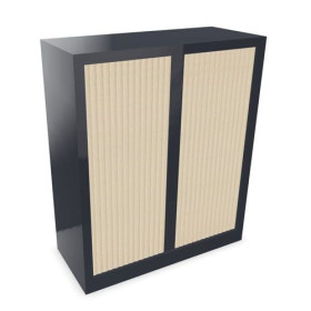 Armoire à rideaux H. 118,3 x L. 100 x P. 43 cm - corps gris anthracite - rideaux
