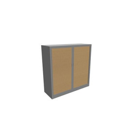 Armoire à rideaux H. 118,3 x L. 120 x P. 43 cm - corps blanc - rideaux blanc