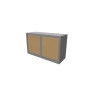 Armoire à rideaux H. 71 x L. 120 x P. 43 cm - corps gris aluminium - rideaux chê