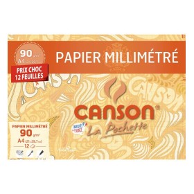 CANSON Pochette Papier Millimétré Bistre 12 feuilles PRIX CHOC A4 90g/m²