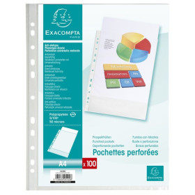 Sachet 100poch.perf. PP grainé 5/100° A4