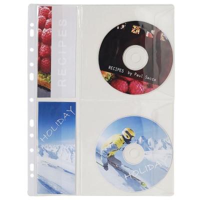 Sachet de 5 pochettes perfo.PVC 4CD/DVD