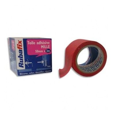 Toile adhesive plastifiee « multi-usage », 50mm x 3m RUBAFIX Esselte Rouge