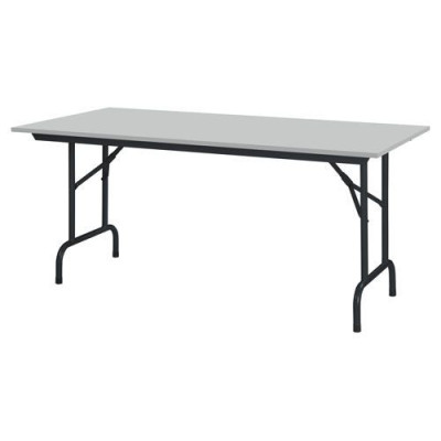 TABLE PLIANTE 160X80CM EP.18MM +2 BARRES DE RENFORT DECOR GRIS - PIETEMENT NOIR