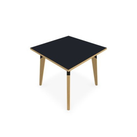 TABLE EVASION L80XP80XH73,5 CM - STRATIFIE VW EP25 MM - PIETEMENT HETRE/METAL ZP