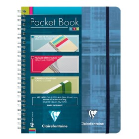 Pocket Book cahier reliure intégrale à poches 16x21cm 120p détach. ligné + élast
