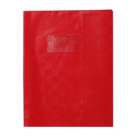 Protège-cahier+Marque-page Grain Madras 22/100ème 17x22 rouge + porte étiquette