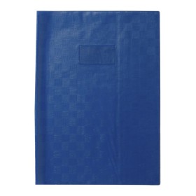 Protège-cahier+Marque-page Grain Madras 22/100ème 21x29,7 bleu + porte étiquette