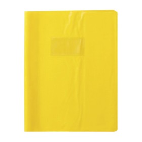Protège-cahier+Marque-page Grain Madras 22/100ème 17x22 jaune + porte étiquette