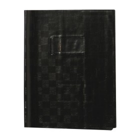 Protège-cahier+Marque-page Grain Madras 22/100ème 17x22 noir + porte étiquette