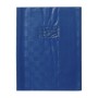 Protège-cahier+Marque-page Grain Madras 22/100ème 17x22 bleu + porte étiquette