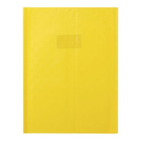Protège-cahier+Marque-page Grain Madras 22/100ème 24x32 jaune + porte étiquette