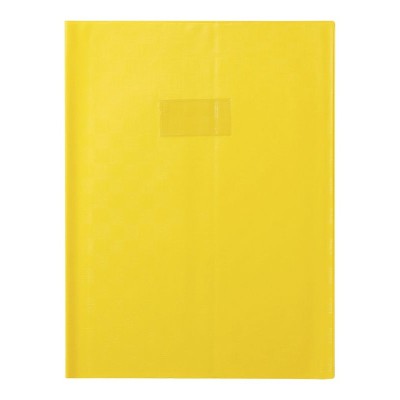 Protège-cahier+Marque-page Grain Madras 22/100ème 24x32 jaune + porte étiquette
