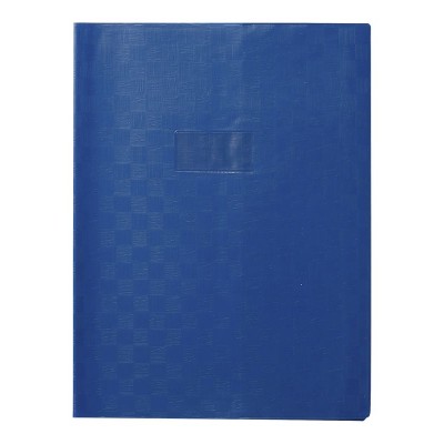 Protège-cahier+Marque-page Grain Madras 22/100ème 24x32 bleu + porte étiquette