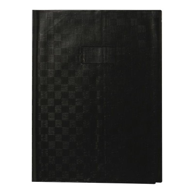 Protège-cahier+Marque-page Grain Madras 22/100ème 24x32 noir + porte étiquette