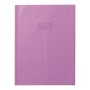 Protège-cahier+Marque-page Grain Madras 22/100ème 24x32 violet + porte étiquette