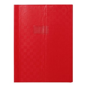 Protège-cahier+Marque-page Grain Madras 22/100ème 24x32 rouge + porte étiquette