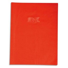 Protège-cahier Grain Cuir 20/100ème 17x22 rouge + porte étiquette